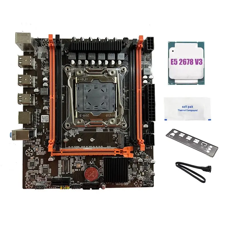Leading-X99E Motherboard +E5 2678 V3 CPU+Thermal Grease Support 4 DDR4 RECC RAM Gigabit LAN Card PCIEX16 Nvme Desktop Motherboar