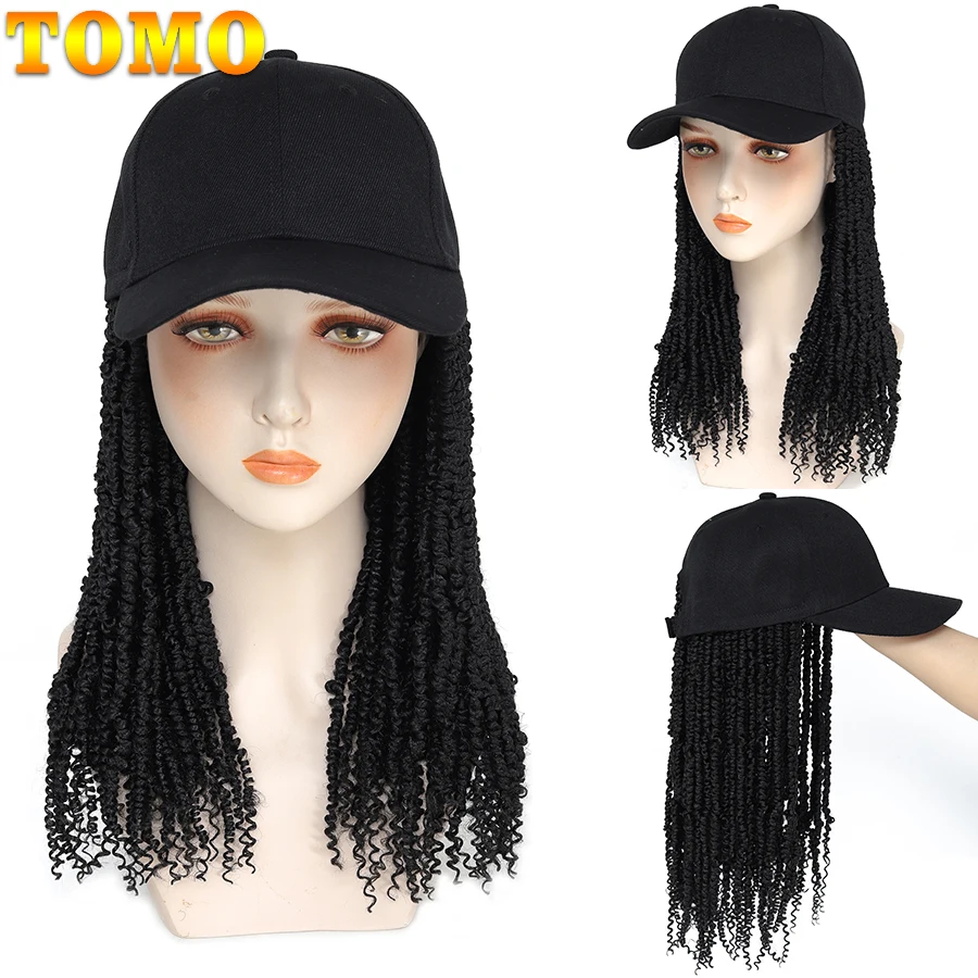 

TOMO Baseball Cap Hair with 14/22Inch Passion Twist Crochet Hair Adjustable Wig Hat Attached Short Spring Twist Hair Extensions