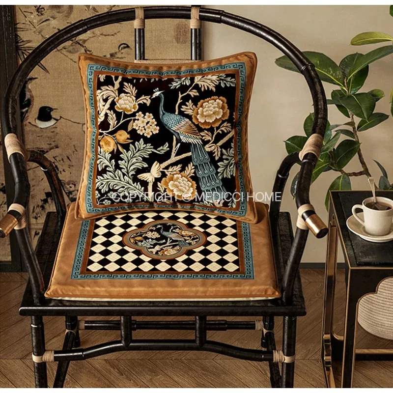Everbright Store Chinese Solid Wood Thickened Grand Master Chair Cushion Retro Luxury Mahogany Elegance Chair Cushion Non-slip