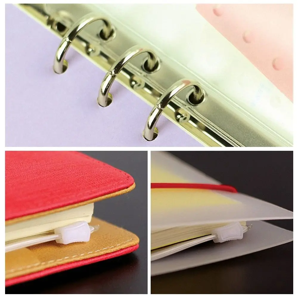 6 Hole A5/A6 Loose-leaf File Pocket Multicolor Zip Lock Clear Frosting Cards Storage Bag PVC Waterproof Zipper File Pouch