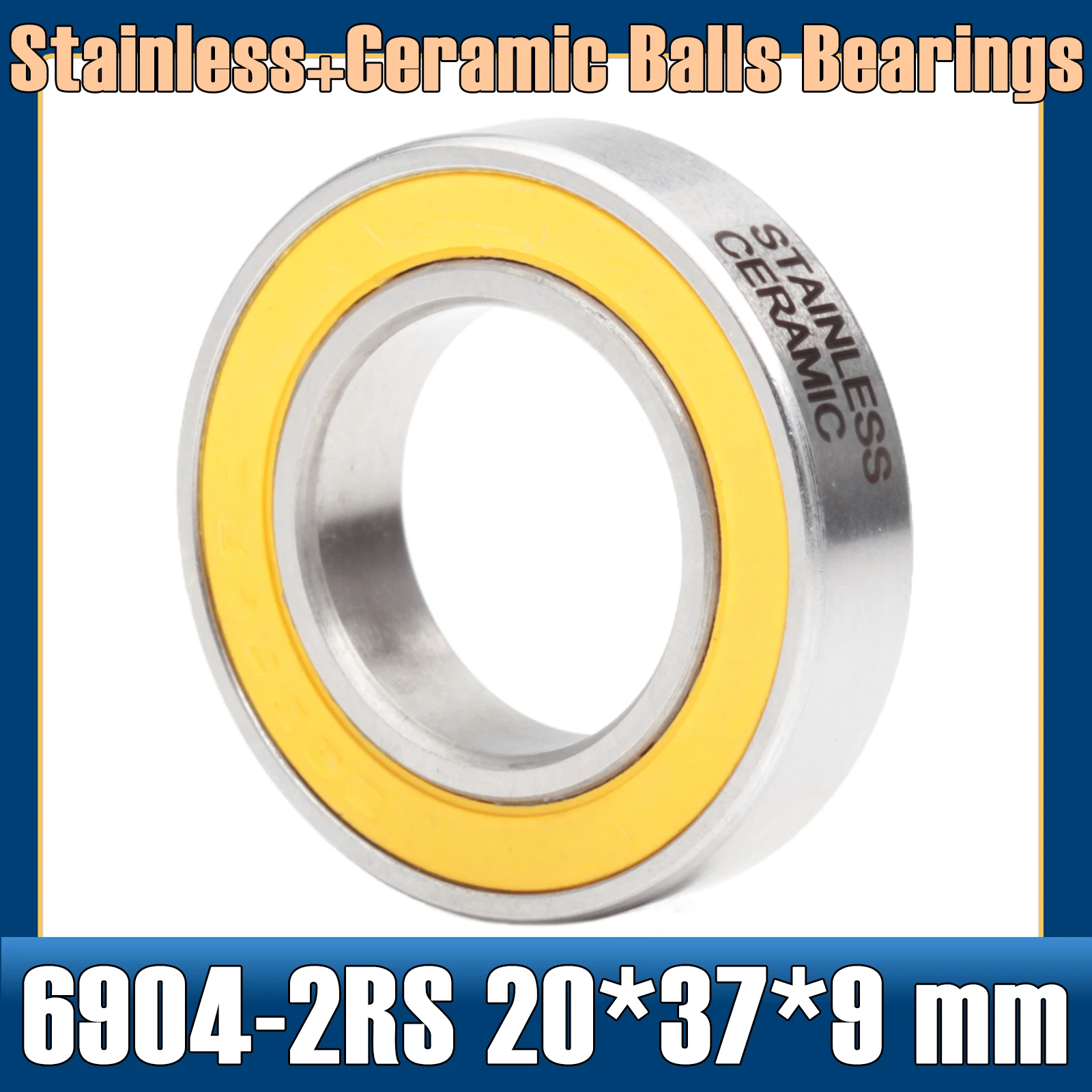 6904-2RS Stainless Bearing 20*37*9 mm ( 1 PC ) ABEC-5 6904 RS Bicycle Hub Front Rear Hubs Wheel 20 37 9 Ceramic Balls Bearings