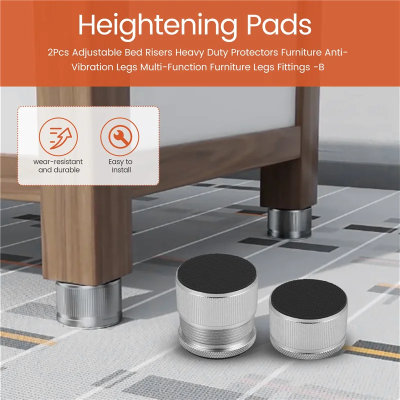 AB08-2Pcs Adjustable Bed Risers Heavy Duty Protectors Furniture Anti-Vibration Legs Multi-Function Furniture Legs Fittings