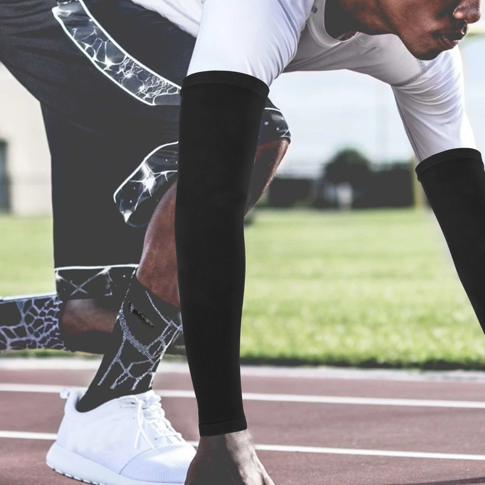 زوج واحد من أكمام أذرع تبريد للجنسين مضادة للأشعة فوق البنفسجية للحماية من الشمس وأكمام أذرع تبريد للصيف والرياضات الخارجية وركوب الدراجات والجري