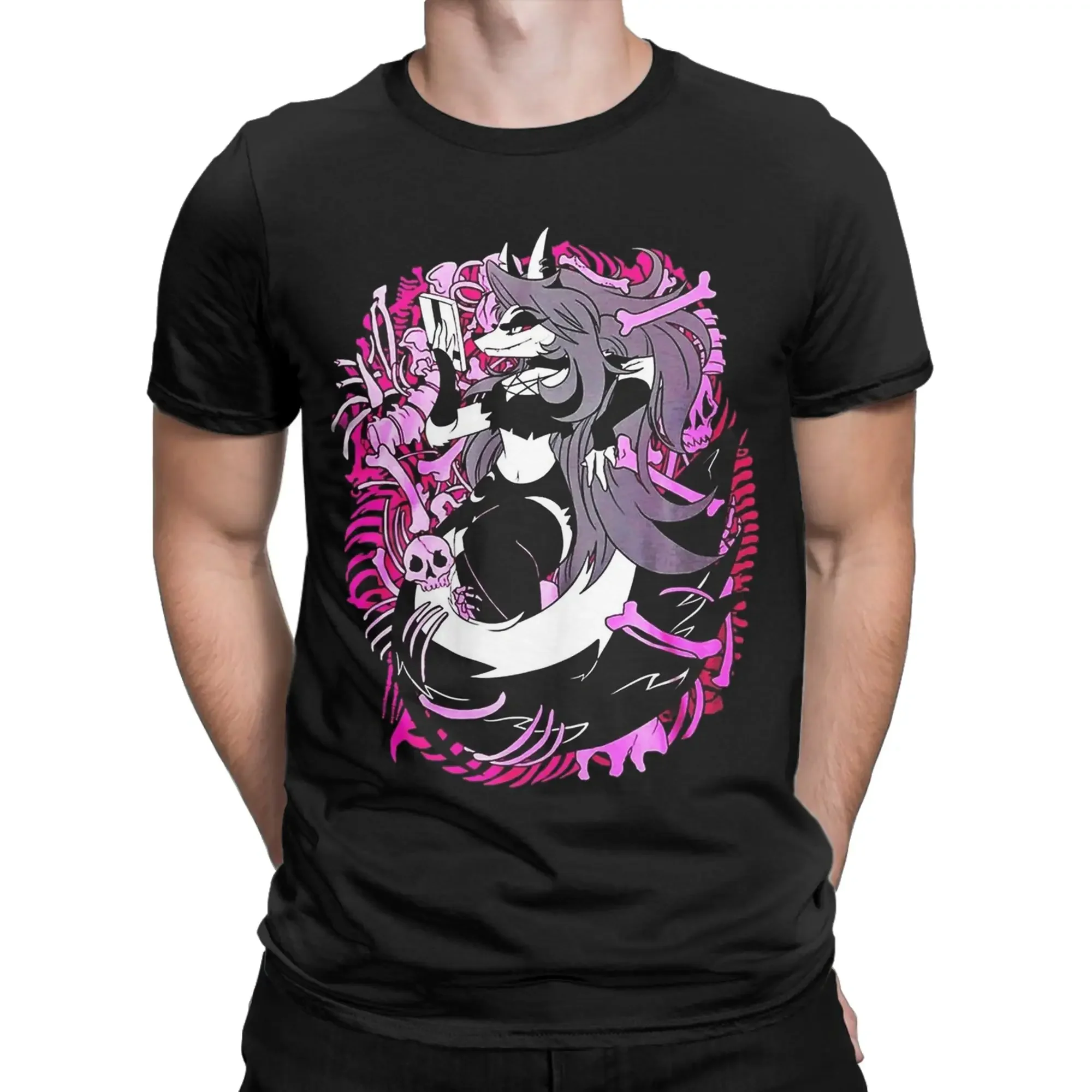 Helluvas Bosses Loona Cartoon Men T Shirts  Funny Tee Shirt Short Sleeve Crew Neck T-Shirts Pure Cotton Printing Tops