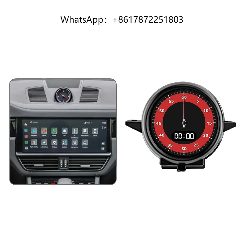 Junsun Car Dashboard Stopwatch Decoration Clock Compass Modification Accessories for Porsche Cayenne 2018-2023 Center Electronic