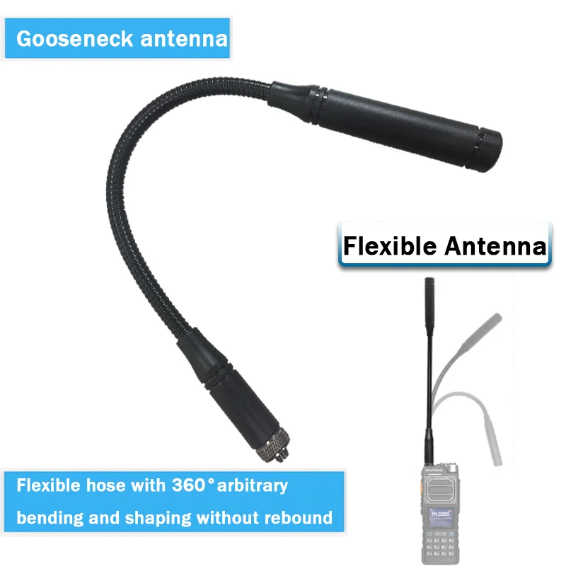 Original UV-25 Gooseneck Tactical Antenna Baofeng Walkie Talkie Antenna Flexible SMA-Female 33cm VHF UHF For UV-25 Pro Max Radio