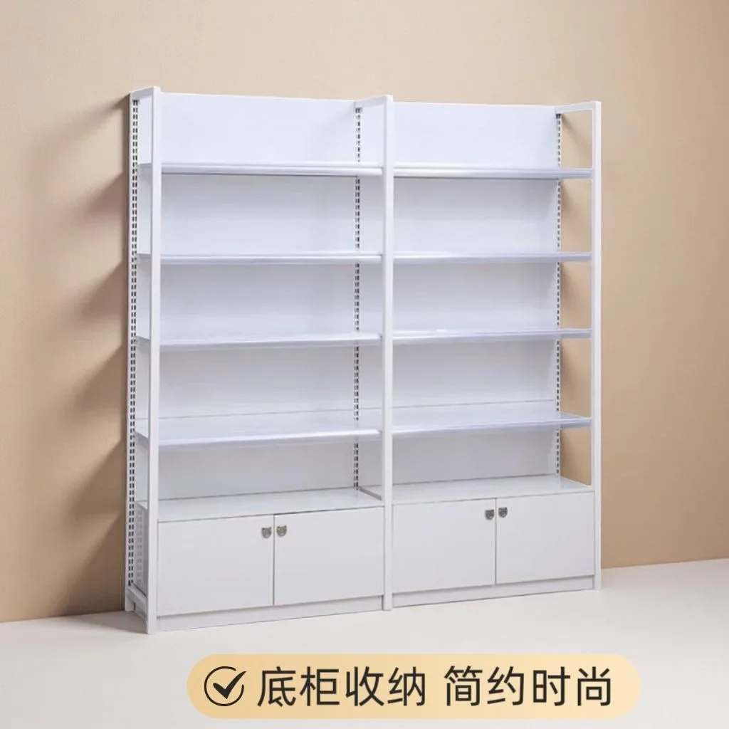 Supermarket shelf display rack, white guardrail, multi-layer adjustable middle island hook, single and double-sided mother and b