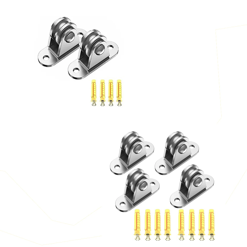 2/4Pcs Fixed Pulley Block Kit Wall-Mounted Silent Pulley  Heavy Duty Detachable Loading 170 Lb for Lifting Winch Wire Rope