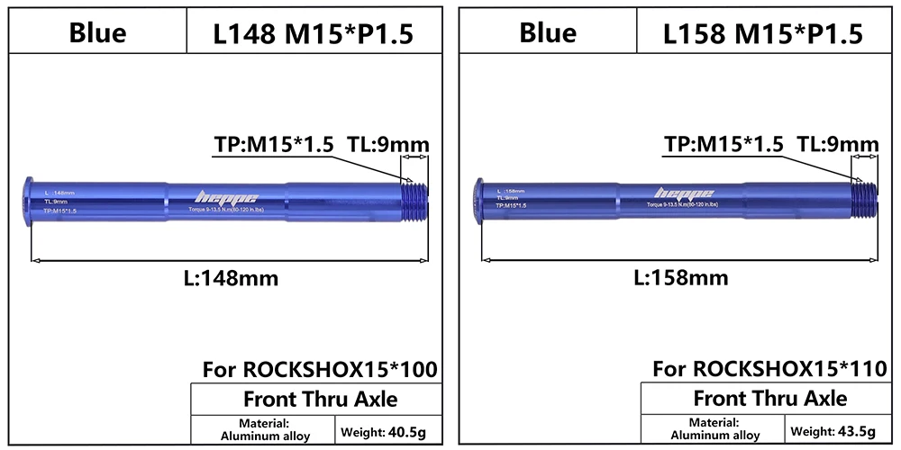 HEPPE Fahrrad Vorderradgabel Steckachse MTB Gabel Zylinderschaft M15 Steckachse Spieß Mehrfarbige Achse für 15x100 15x110 ROCKSHOX Gabel – Detail 4