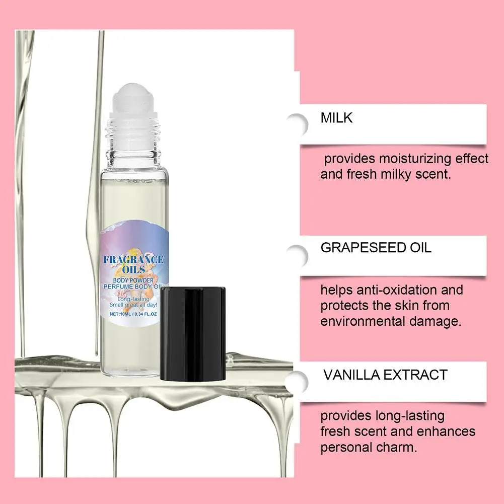 10ml Perfume Roll-On Fragrance Oil Roller For Women Rollerball Perfume Alcohol Free Long Lasting Vanilla Parfum Travel Size