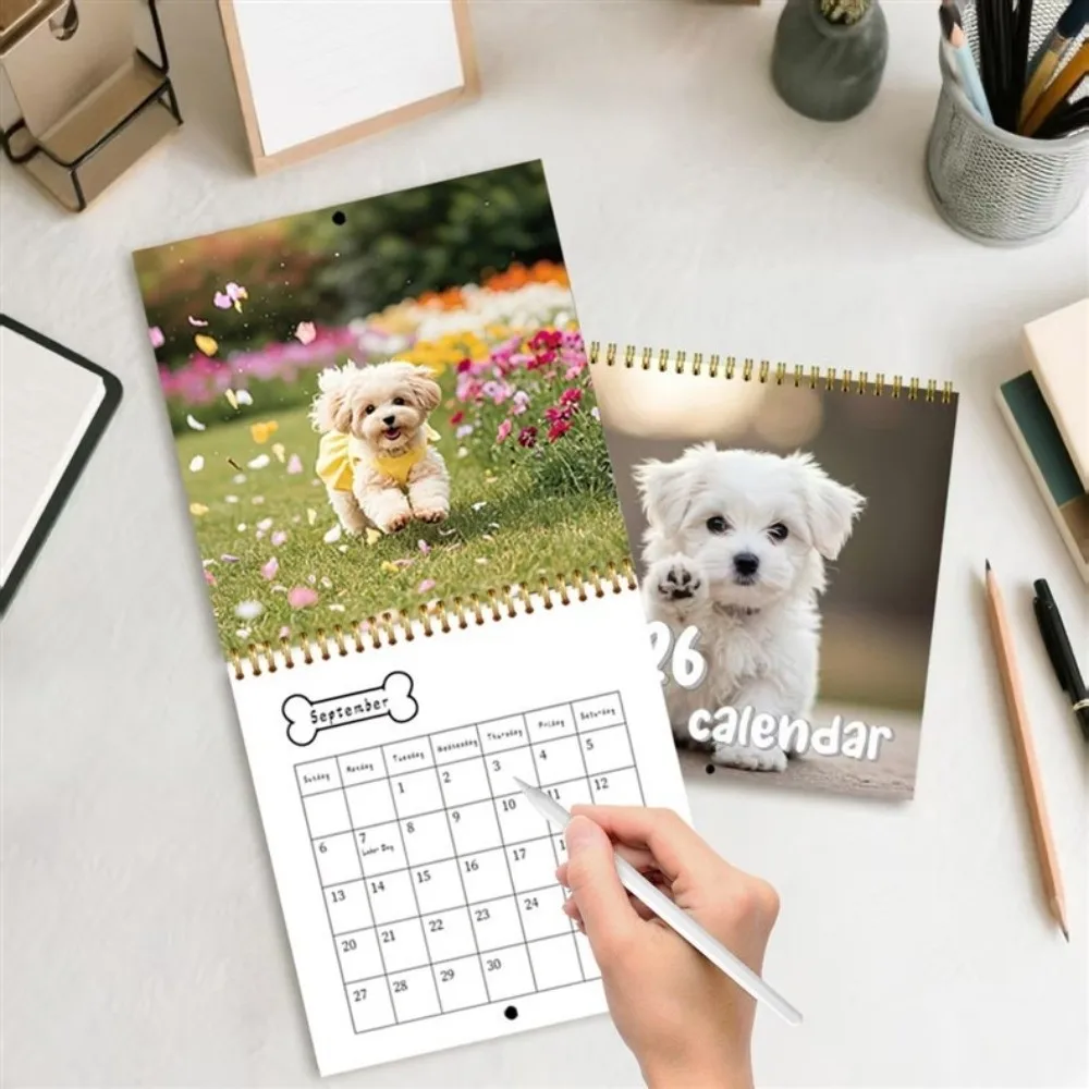 New 2026 Edition Dogs Calendar Dog Illustrations Funny Wall Calendar Desktop Calendar Pet Lovers