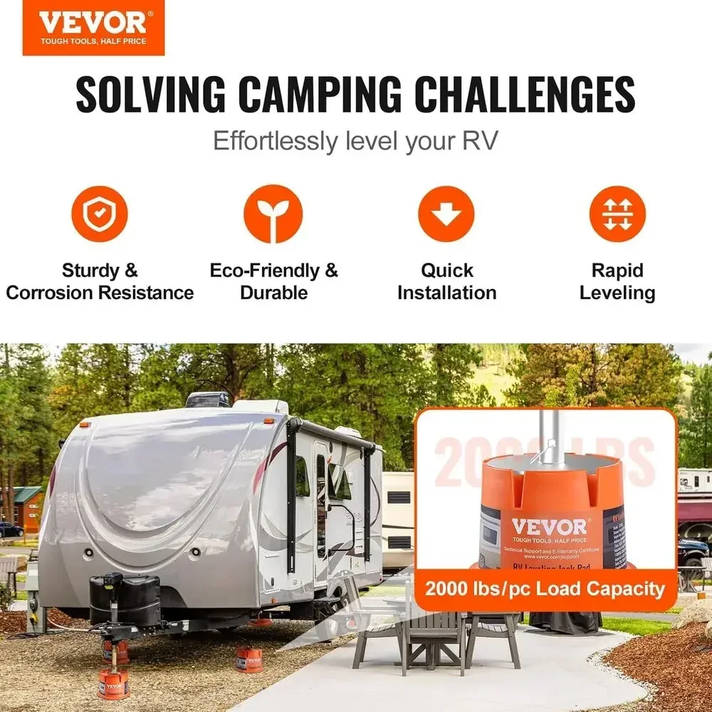 Trailer Jack Block, 2000 lbs Capacity per RV Leveling Block, Polypropylene RV Camper Stabilizer Blocks, RV Travel Accessories Us