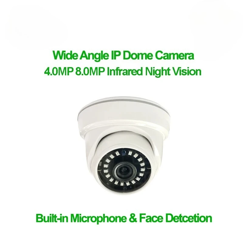 4MP 8MP POE Dome Camera 2.8mm Wide Angle Indoor CCTV Camera Mic Audio Night Vision Motion Detection Security IP Camera