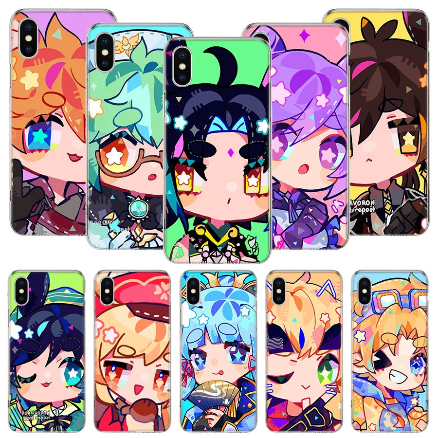 Genshin Impact Cute Star Eyes Phone Case For iPhone 16 15 Plus 11 14 Pro Max 13 12 Mini XS X 7 8 + SE Pattern Customized Couqe C