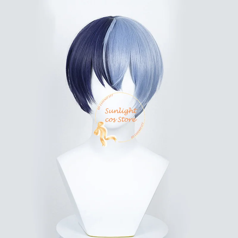 Anime Aoyagi Toya Cosplay Wig Dark Blue Light Blue Unisex 30cm Short Wigs Heat Resistant Synthetic Hair + Wig Cap