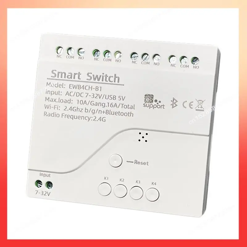ABNR Ewelink Smart Switch 4 Channel Smart Switch Wifi Bluetooth Wireless Dry Contact Relay Switch 7-32V