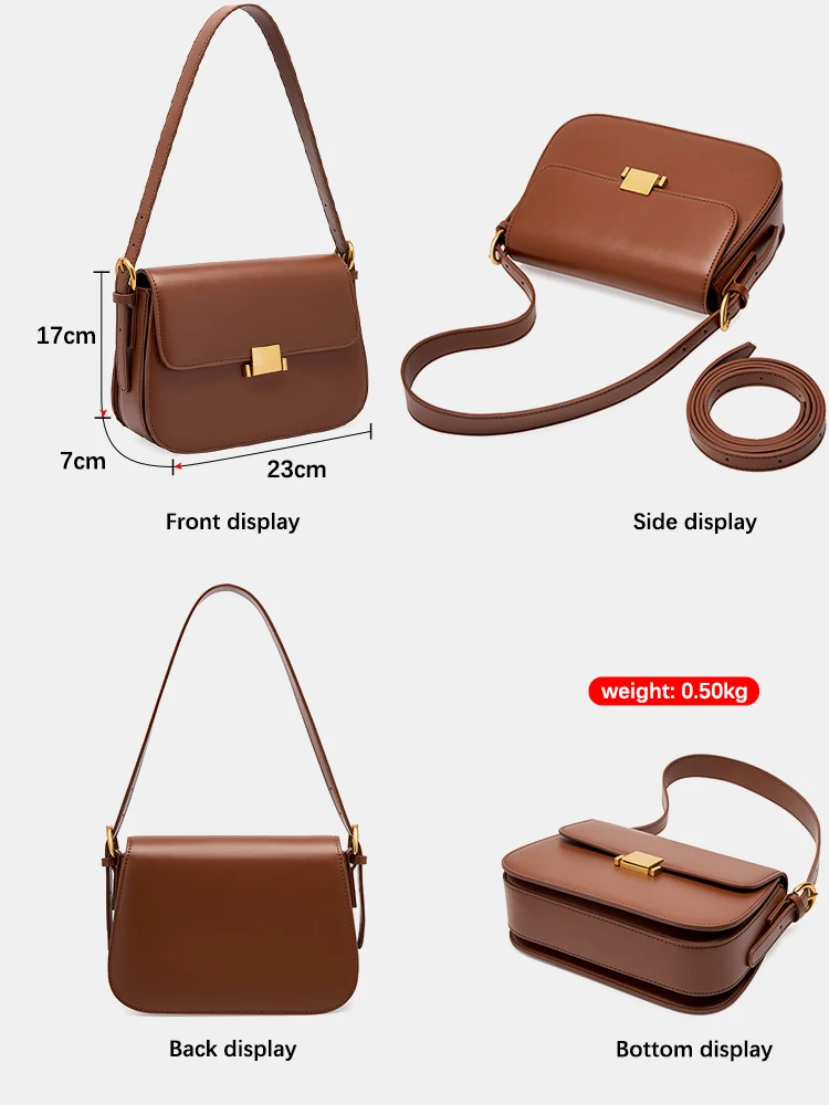 Zency Premium Design Armpit Bag Women\'s Genuine Leather Handbag 2024 Spring Summer Fashion Square Bag Shoulder Crossbody Gift Ba