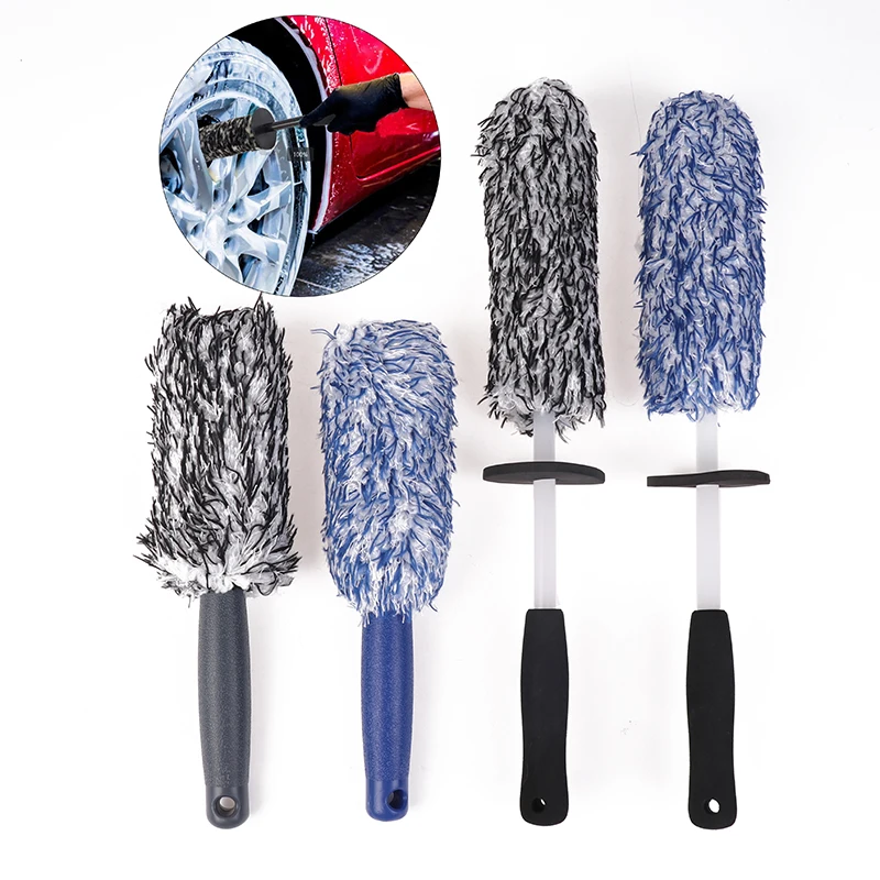 1PC Double-Side Absorbent Clean Glove Car Washing Tool Microfiber Car Wash Brush Cleaning Gloves Plastic Handle Wheel Brush