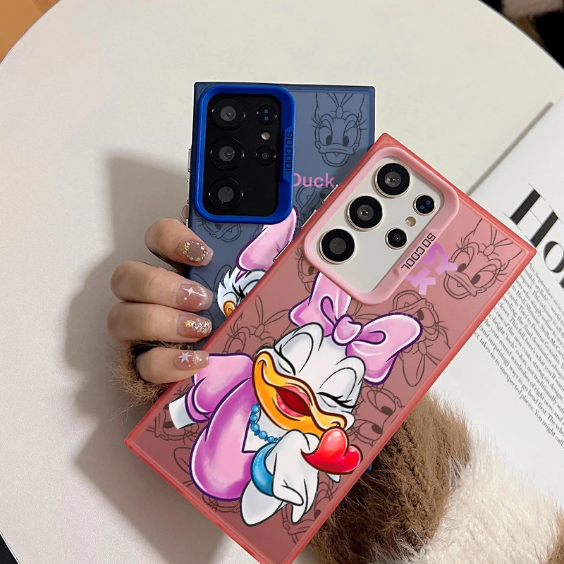 Pink Daisys Love For Samsung Galaxy S24 S23 S22 S21 S20 FE Ultra Plus Lite 5G Fashion Colorful Silver Phone Case image 5
