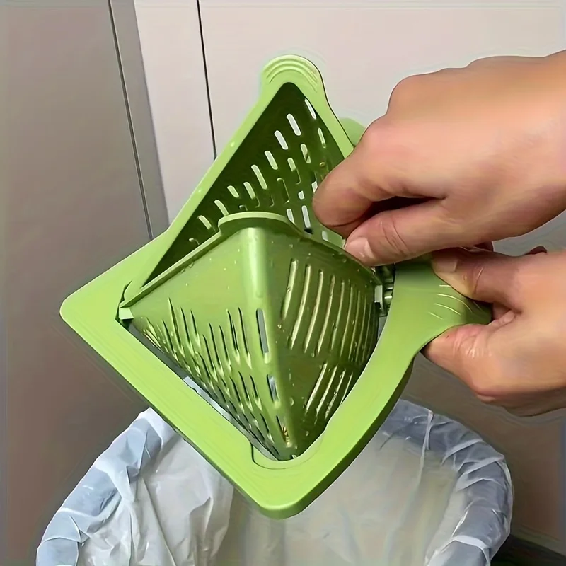Triangle sink drainage basket with space saving corner design - easy to clean dishwasher and kitchen organizer, durable drainage