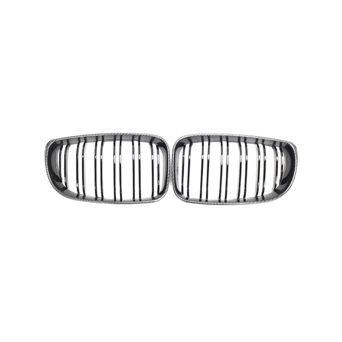 1 Pair Front Kidney Grille for E87 Carbon Fiber Double Line Left Right Front Grills Frame Trim