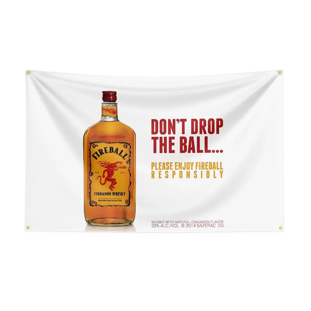 3×5ft whisky-f-fireballs Flag Polyester Printed Alcohol Wine Banner For Decor Drink rum Beer Flag