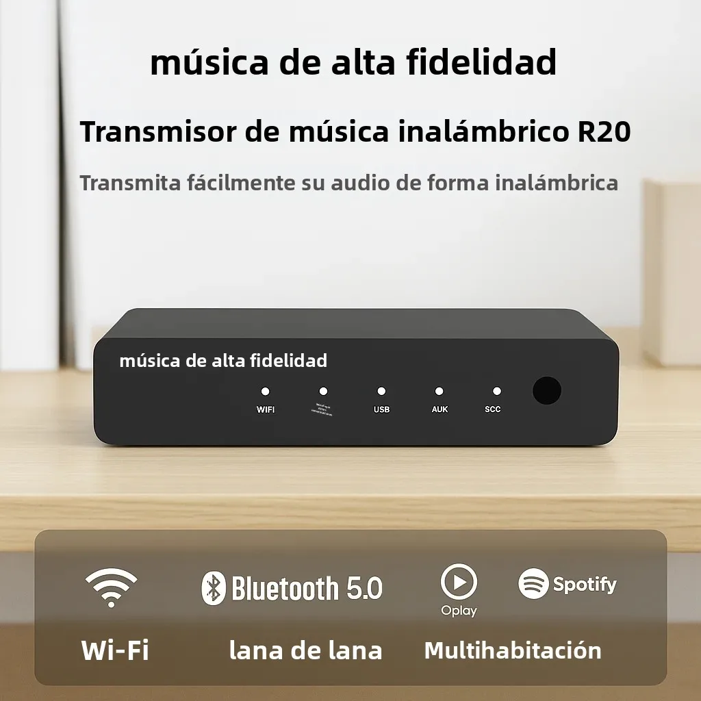HiFiMuse R20 WiFi Bluetooth 5,0 receptor AirPlay DLNA Spotify Tidal Multiroom Audio Streaming adaptador para altavoces domésticos