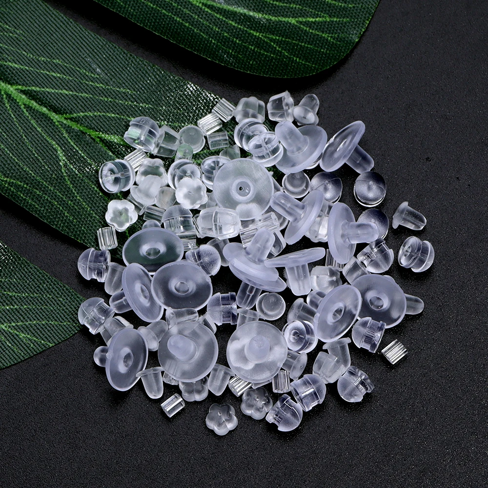 Bouchons arrière de boucles d'oreilles en Silicone, 200/500 pièces, bouchons transparents pour bricolage, fabrication de bijoux, accessoires de boucles d'oreilles