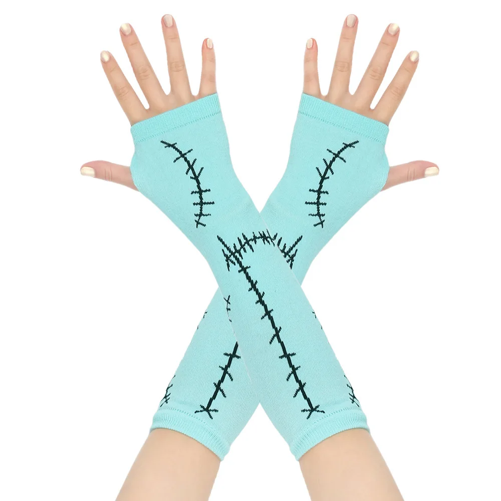 Halloween Gloves Stockings Cosplay Christmas Sally Costumes Props Party  Zombie Bride Set 3 Colors Scar gloves Knee High Socks