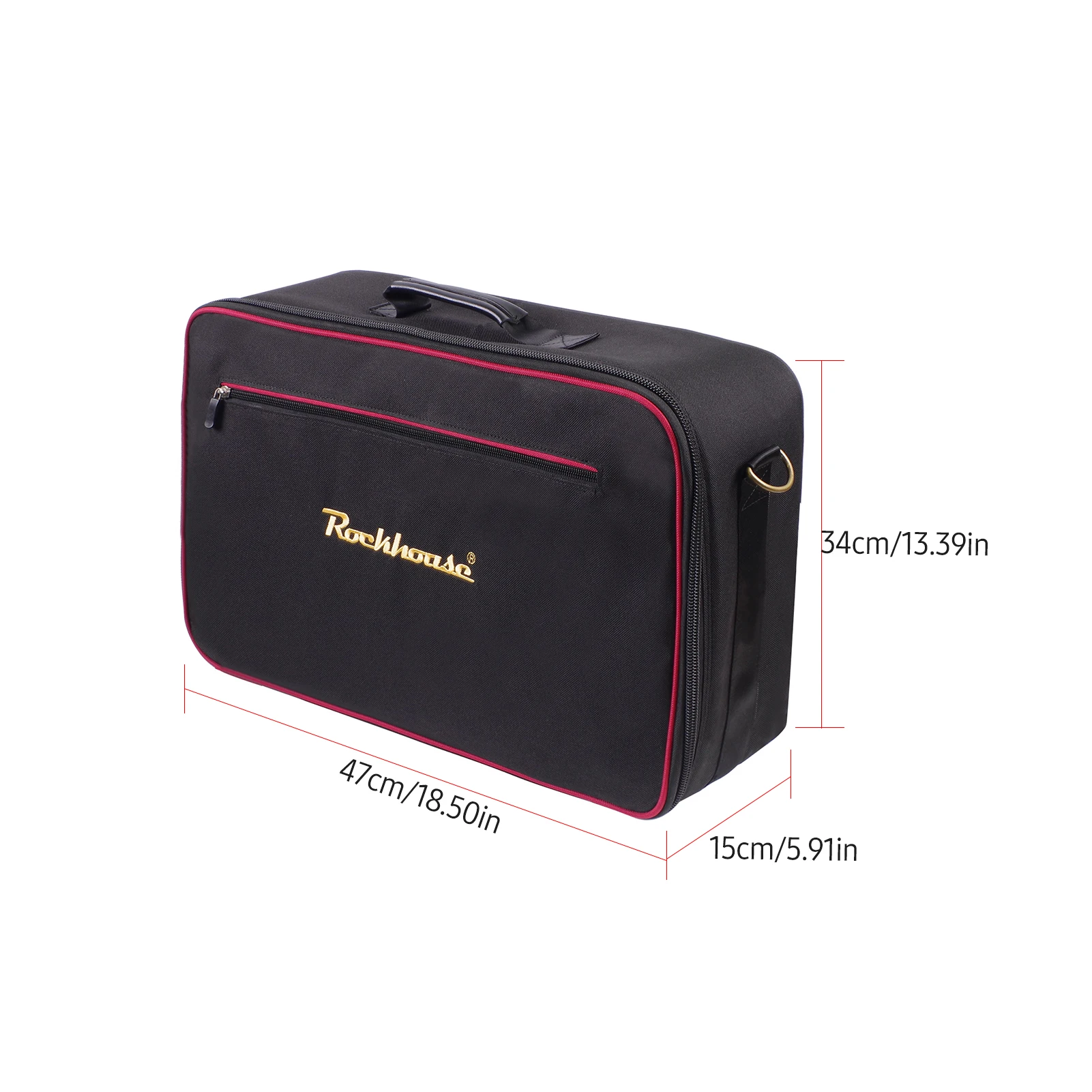 Borsa a pedale effetto Rockhouse borsa a tracolla portatile con cerniera in tessuto Oxford con tracolla staccabile (nero)