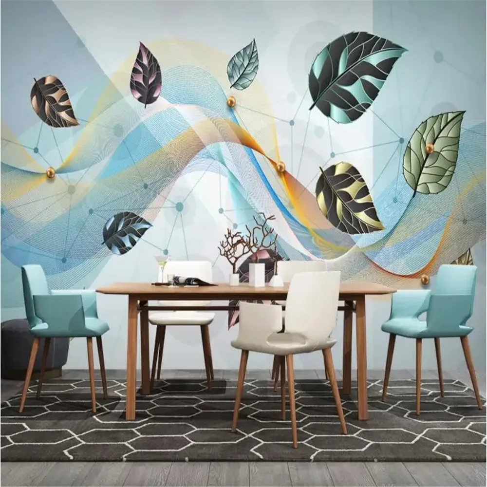 custom 3D photo Wall Paper lines leaves Landscape Modern murals Wallpaper Large Mural For Living Room Sofa TV Backdrop