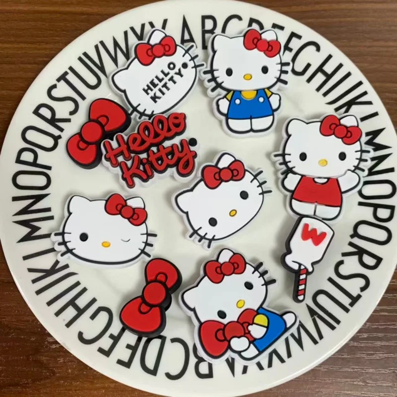 5-10pcs kitty Shoe Charms PVC DIY Shoes Decoration Bracelet Wristband Sandal Buckle Sandal Shoe Accessories Gifts