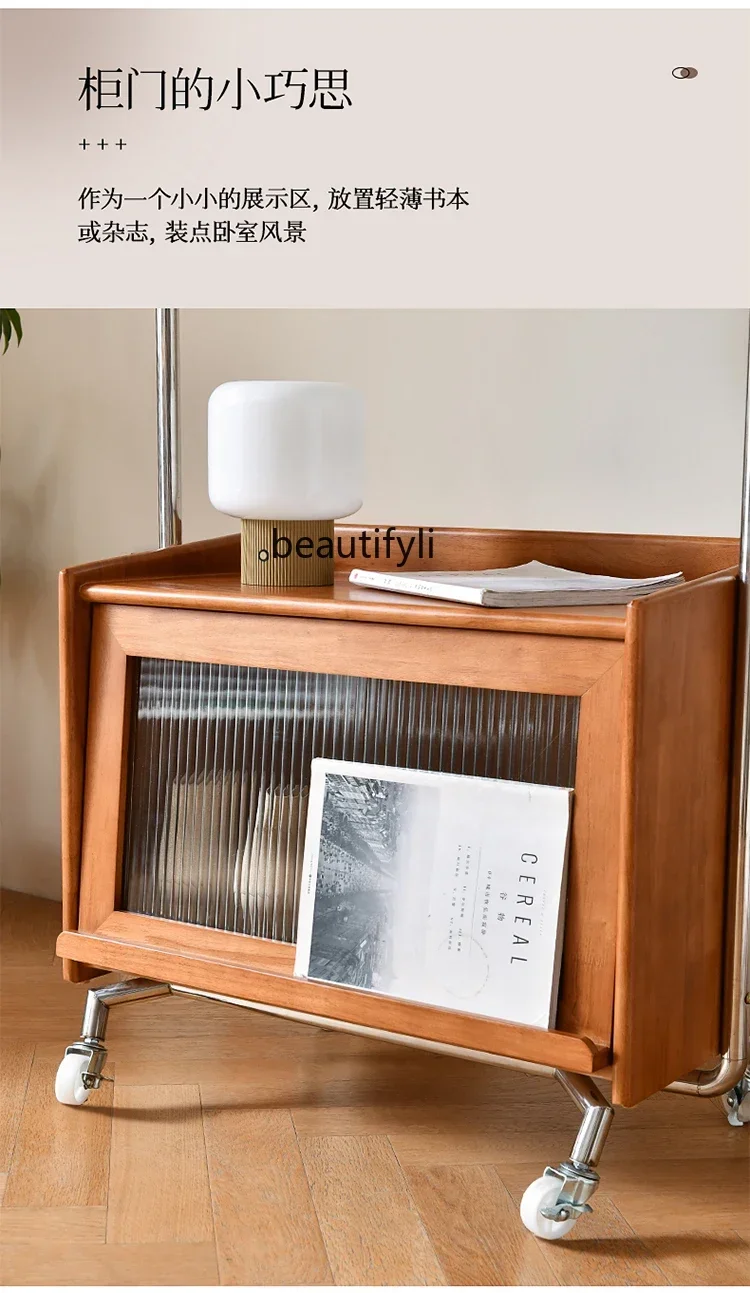 

smt03 ss7486 Nordic simple home living room mobile coat rack storage cabinet, bedroom floor hanger bedside table