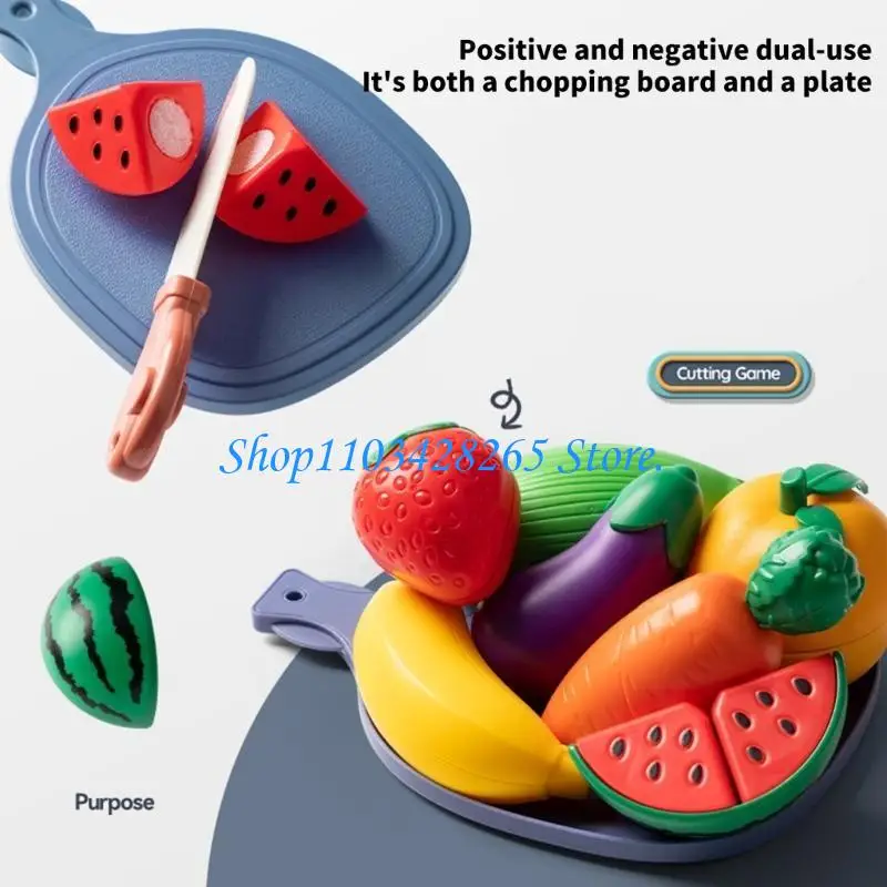 Realistic Peeling Cutting Fruit Vegs Kitchen Toy Kids Motor Skill Activity Toy G2TE