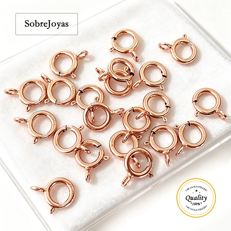 Anillos de Resorte de Oro Rosa de 14K de 5.5mm, Anillos Abiertos/Cerrados, Cierres Italianos Resistentes de Calidad para Joyería DIY, Venta al por Mayor de Fornituras a Granel