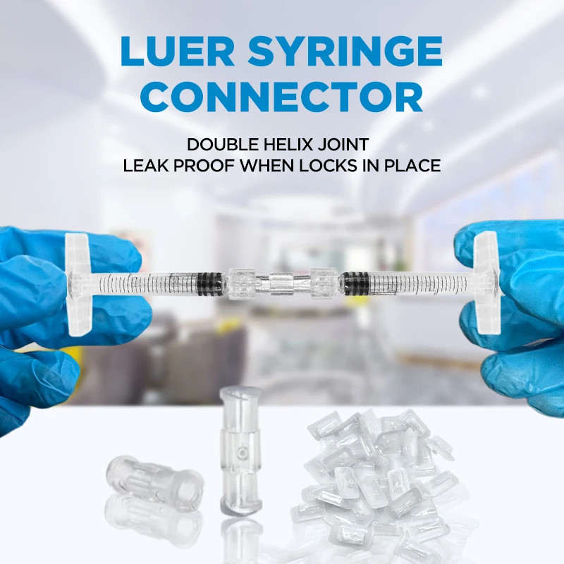 Medical Sterile Syringe Connector Leak Proof Thread Joint Female to Female Coupler Drug Guide Device Transparent Pneumatic Parts