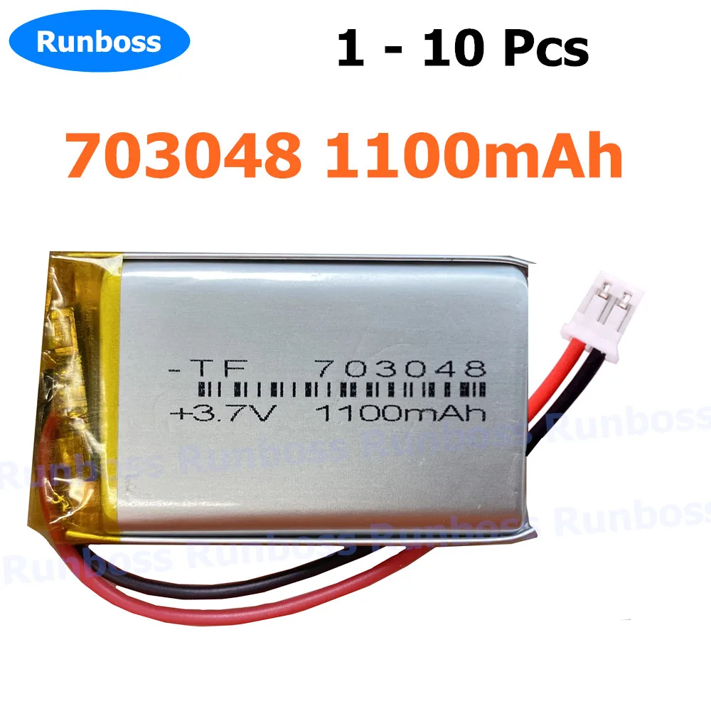 1-10pcs 3.7V 703048 1100mAh Lipo Rechargeable Battery for Beauty Instrument Early Education Machine Laptop GPS Driving Recorder