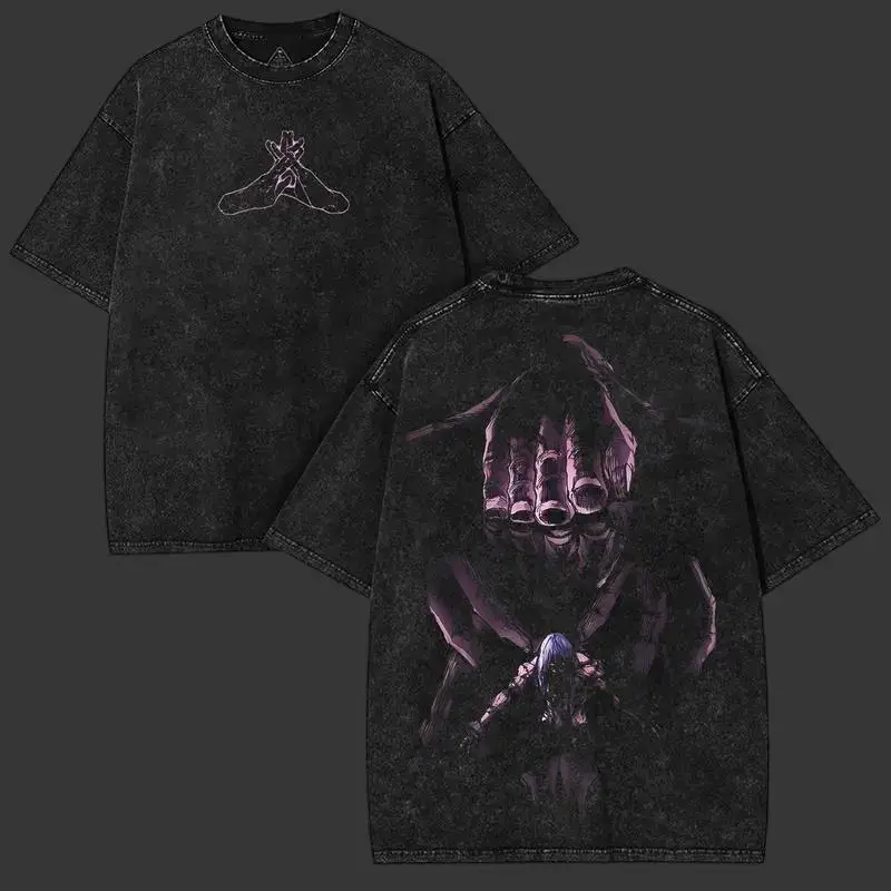 Hot Anime Jujutsu Kaisen Mahito Print T-shirt Men Women Short Sleeve Clothing Cotton Tshirt Retro Washed T Shirt Male Manga Tops