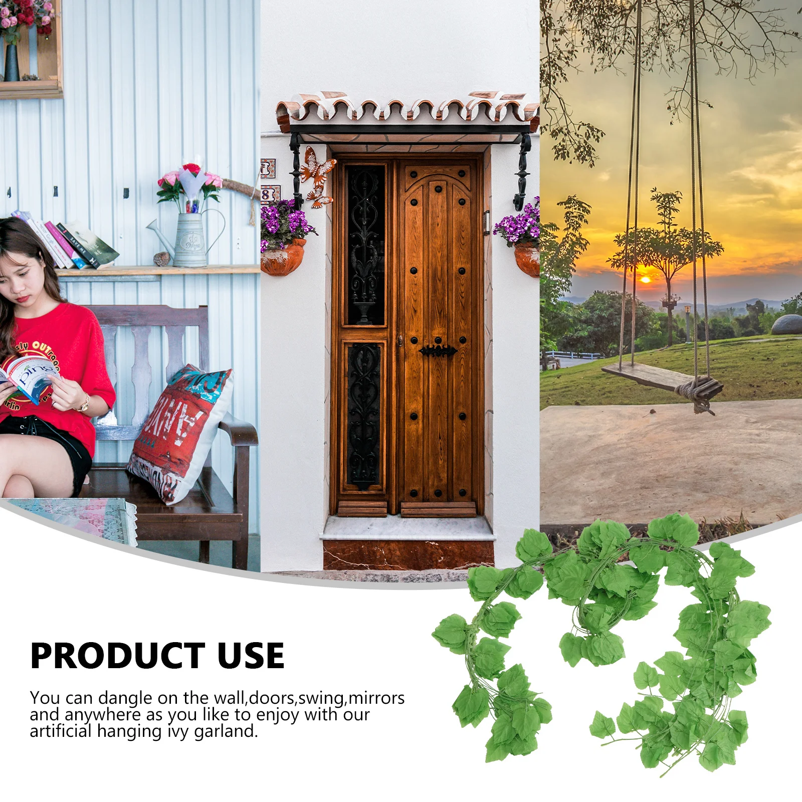 

12Pcs Decorative Leaf Rattan Artificial Plant Decor Simulation Grape Leaves for Indoor Outdoor Wall Mirror Door Hanging Vivid