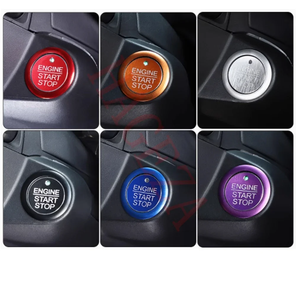 For Ford Ranger 2023-2024 Red Alloy Auto Engine Start/Stop Button Switch Trim Ring Decorative Cover Trim 2PCS