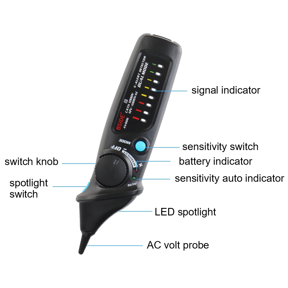 AC Volt Detector AC Voltage Tester 12V-1000V AVD06 With LED Indicator Buzzer Warning Probe Pen Universal Circuit Detector