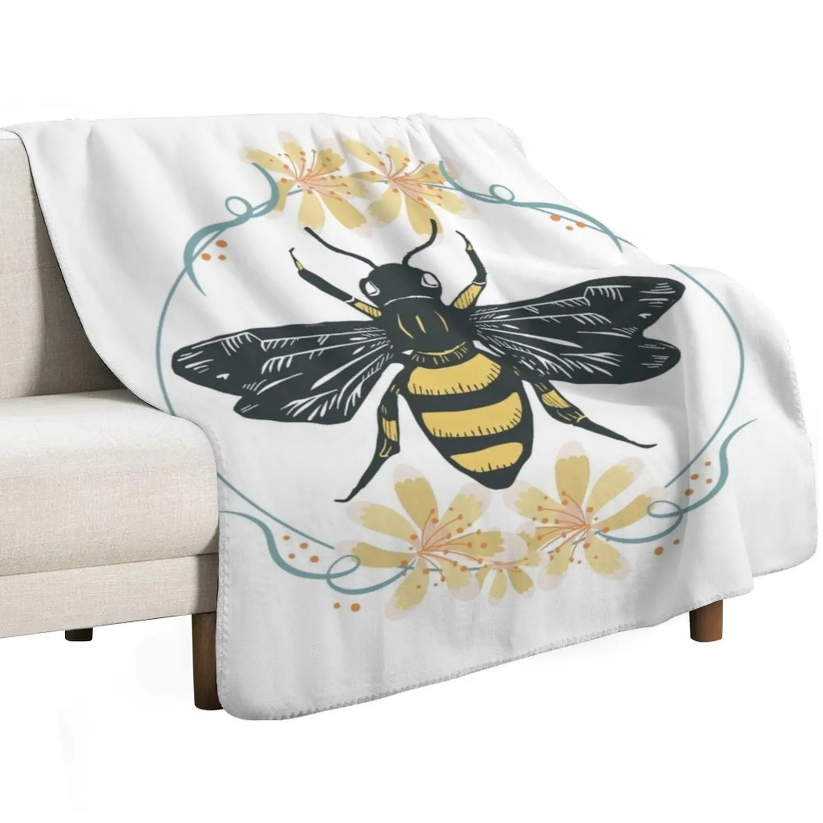 vintage Manchester worker bee - flower manchester bee Throw Blanket Fluffy Cozy Throw Blanket for Home Decor