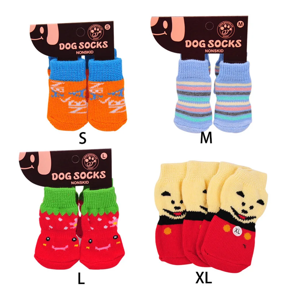 Non-slip Knitted Pet Socks Teddy Dog Socks Dog Pet Wool Socks Cat Shoes Winter Warm Puppy Socks Breathable Pet Supplies S/M/L