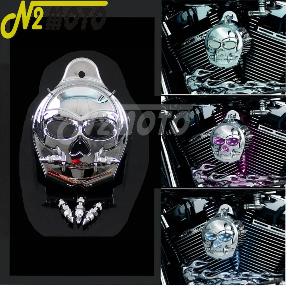 

Motorcycle Chrome Zombie Horn Cover Skull Cowbell Horn Guard Flasher Stock Cowbell Horn Cover Accessories for Harley 1992-2017