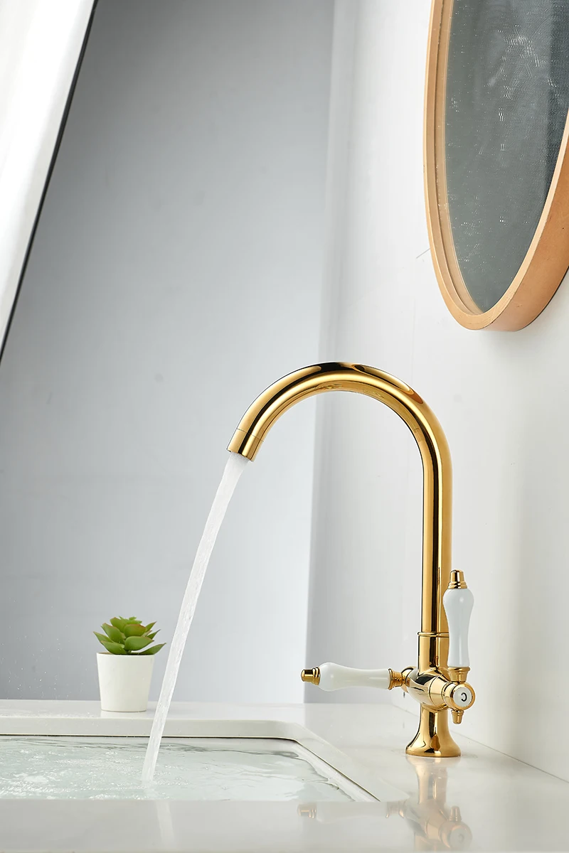 Matte Brass Wall Hung Basin Faucet Single Lever Bathroom Mixer Faucet Hot & Cold Sink Faucet Swivel Spout Polished Modern