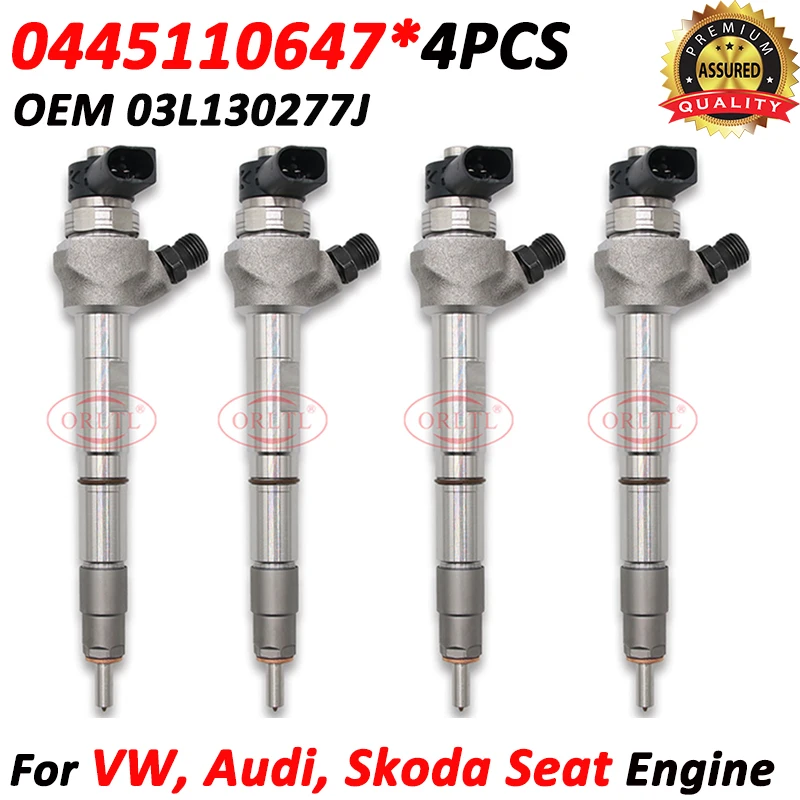 4pcs New 0445110647 Diesel Injector 03L130277J Fuel Injection Nozzle 03L130277Q For VW AUDI SEAT SKODA Engine