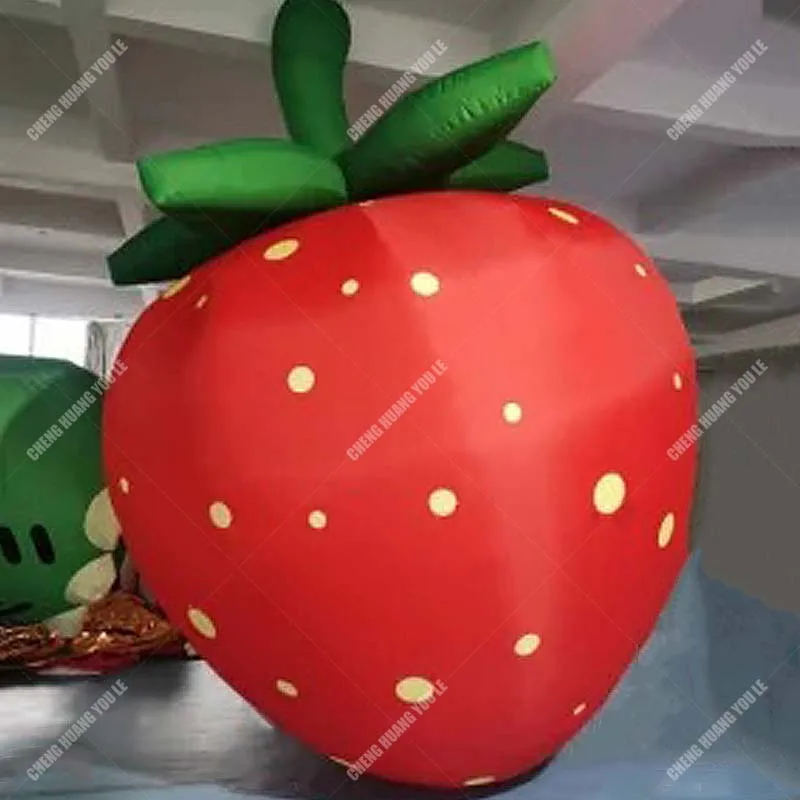 

Red giant inflatable strawberry fruit shop realistic food inflatable model cartoon balloon fruit prop