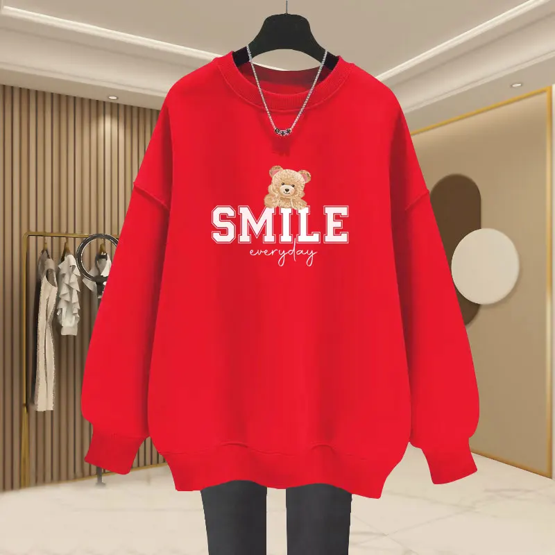 Women Fashion Casual Loose Sweatshirts Simplicity Cozy Top Pullovers Autumn New Y2k Cartoon Printed Long Sleeve Hoodies