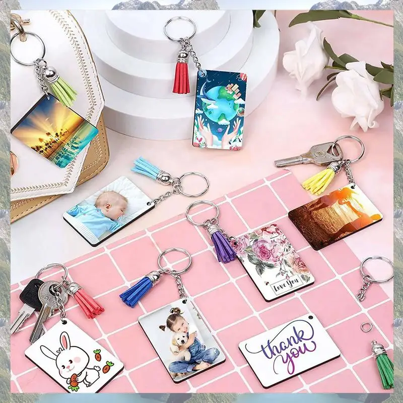

2025 Trend Sublimation Keychain Blanks Bulk, Set Of 120 Sublimation Keychain Blanks Set With Tassels, Keychain Circle, Keychain