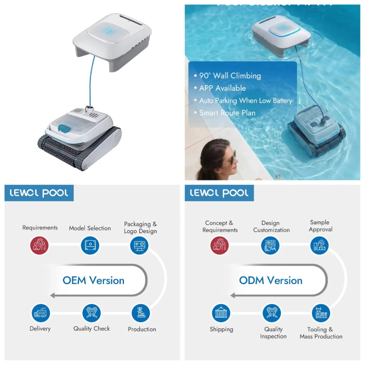 

Cordless Smart Pool Cleaner Robot Surface & Floor Submersible Vacuum for Swimming Pools